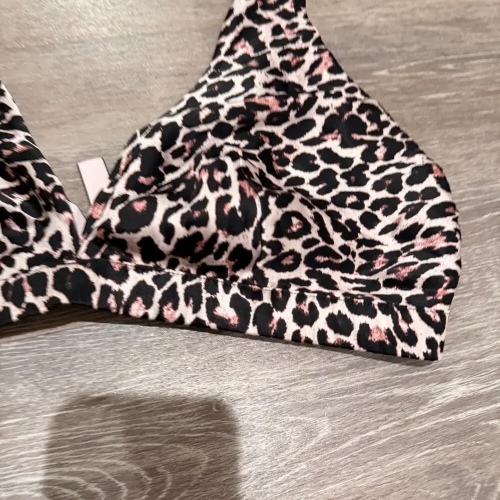 ictoria's Secret Bare Unlined New Silk Plunge Animal Print Bra Size Large